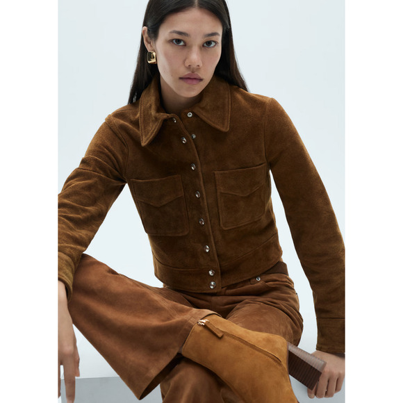 NEW MANGO MNG MEDIUM BROWN HEEL SUEDE ANKLE BOOTS BOOTIE 36 US 6 - Picture 7 of 9